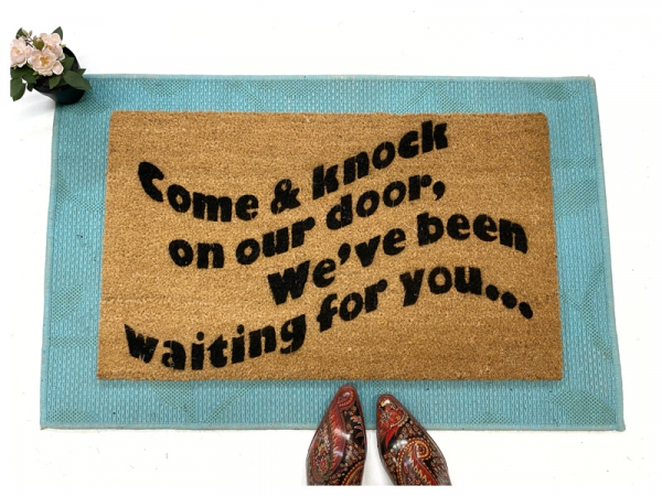 Come and knock on our door, and waiting for you, threes company doormat