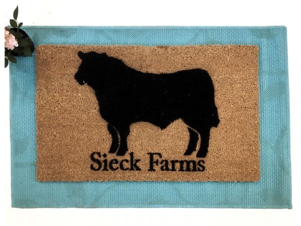 Angus Bull Farmhouse style Ranch personalized doormat