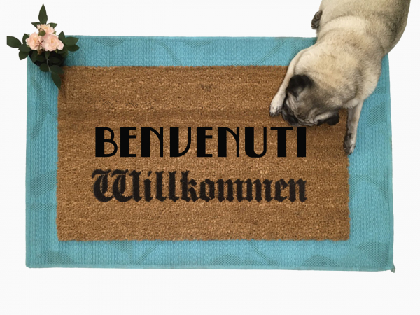 Benvenuti Willkommen Italian German doormat