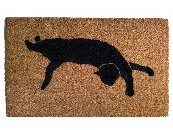 Witch familiar Black cat silhouette doormat Halloween