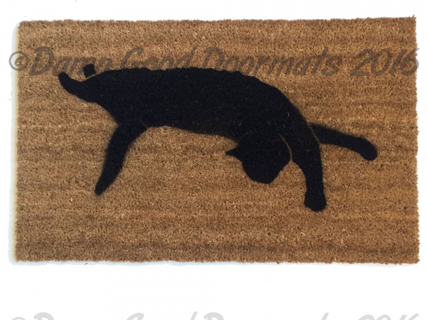 Black cat silhouette Halloween doormat