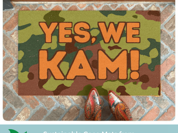 All Weather Yes we Kam! Patriotic Camo Orange doormat