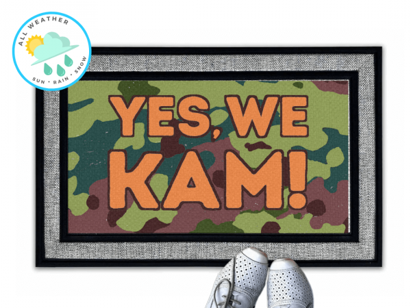 All Weather Yes we Kam! Patriotic Camo Orange doormat