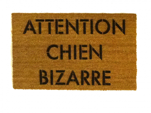 Attention Chien Bizarre Beware of Dog French doormat