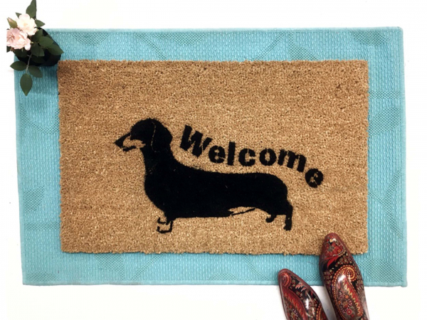 Daschund Hand Painted door mat