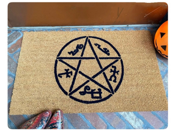 devils trap supernatural gothic home decor halloween damn good  doormat