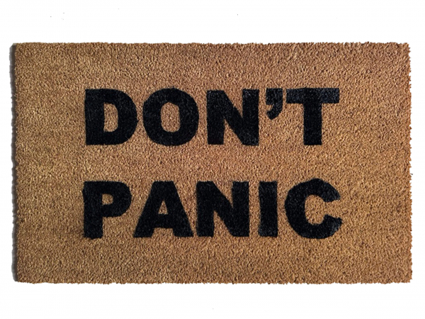 DON'T PANIC schitts ccreek coir outdoor doormat