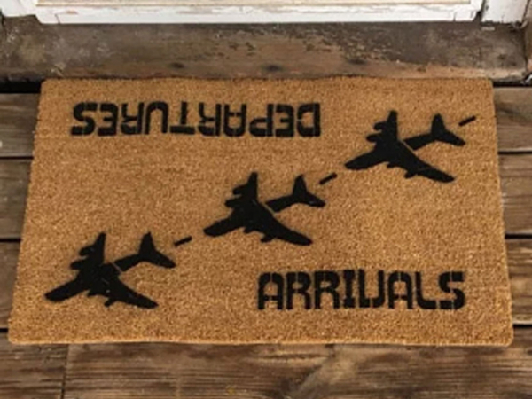 Arrivals Departures funny aviation doormat