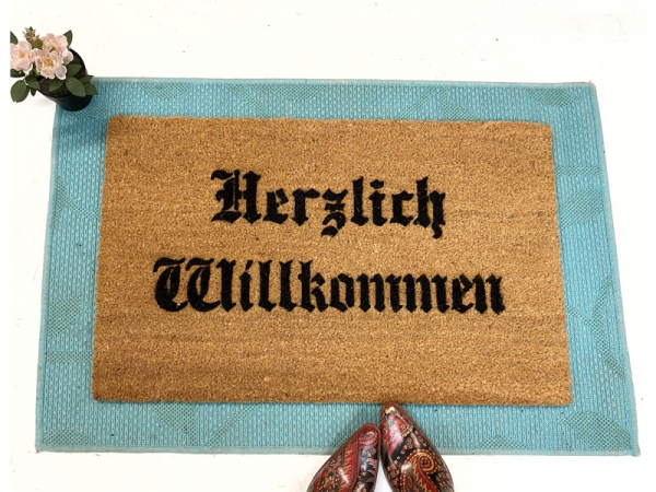 Herzlich Willkommen German Olde style doormat