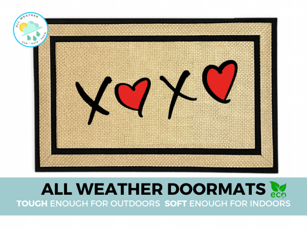 Valentine's Day Hugs and Kisses indoor outdoor all-weather doormat