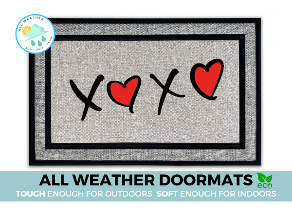 Valentine's Day Hugs and Kisses indoor outdoor all-weather doormat