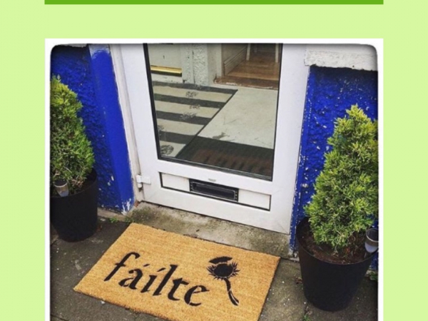 Scottish Fáilte and thistle or Irish Harp doormat St Patricks day decor