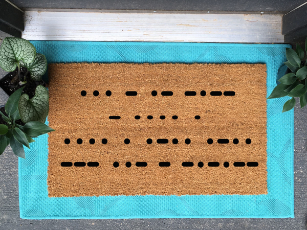 Stay the hell out! Morse code nerdy doormat