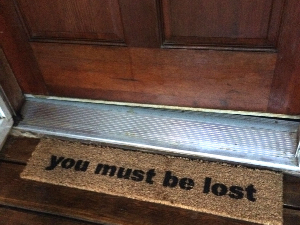 Uh hi, you must be lost funny, rude doormat, welcome mat, housewarming gift, ski