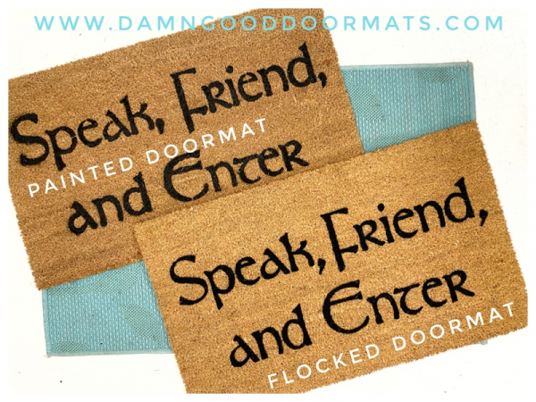 Tolkien  Speak, Friend, and Enter doormat shire JRR Tolkien quote nerdy doormat