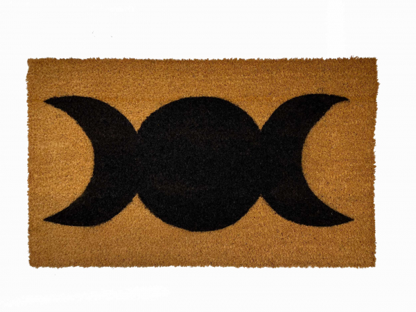 coir sustainable doormat with WICCAN  Moon image on it