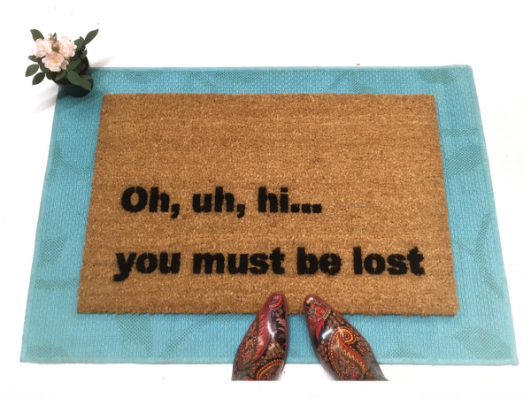 Uh hi, you must be lost funny, rude doormat, welcome mat, housewarming gift, ski