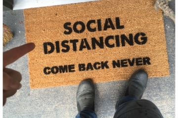 SOCIAL DISTANCING  Come Back Never | go away mat