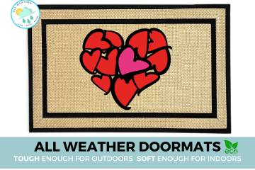 All-Weather Valentine's Day Pink and Red Hearts doormat