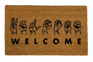 ASL American Sign Language Welcome doormat