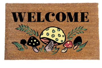 Welcome retro mushroom doormat | Damn Good Doormats