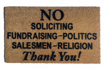 No Soliciting, Fundraising, Politics, Salesmen, Religion Falwell