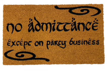 SWIRLS no admittance except on party business JRR Tolkien shire doormat